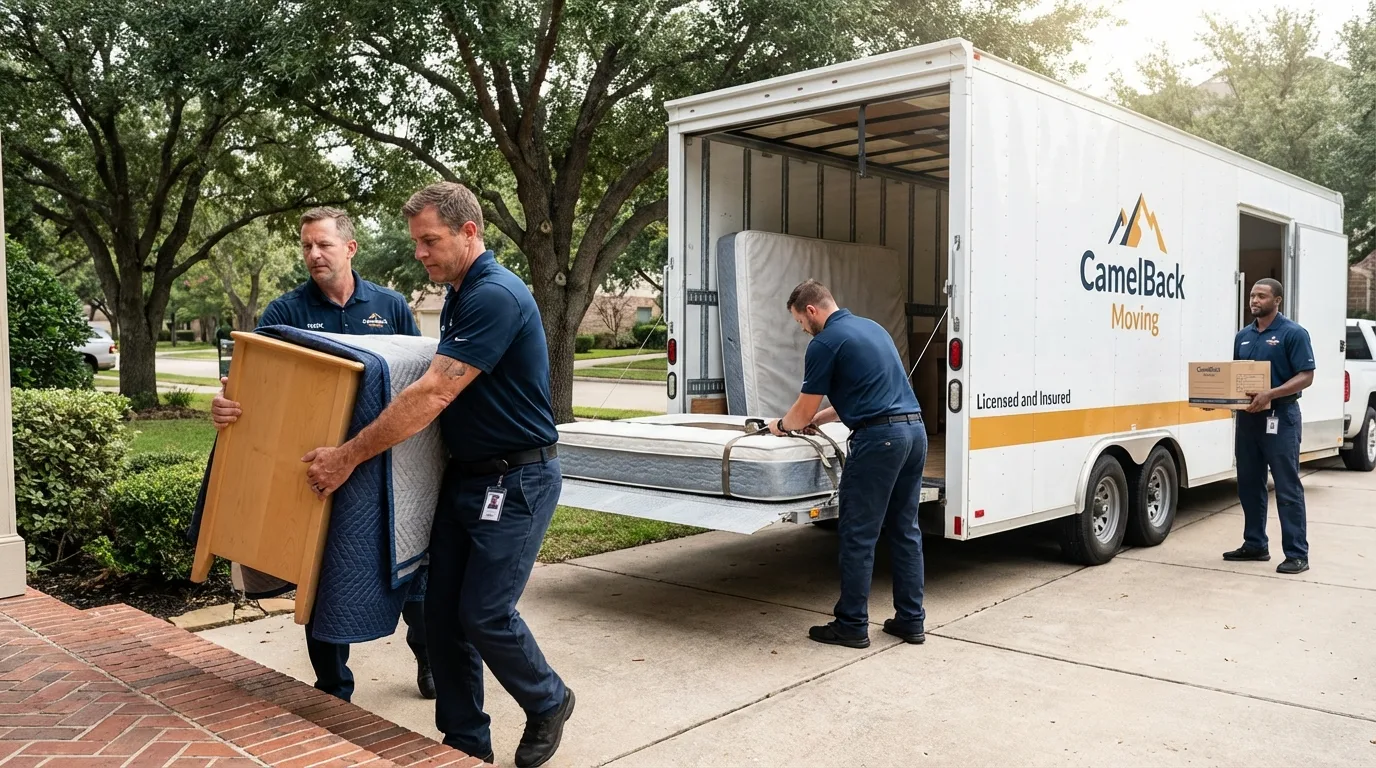 Crew loading residential truck for cross-state move from Ottumwa, IA