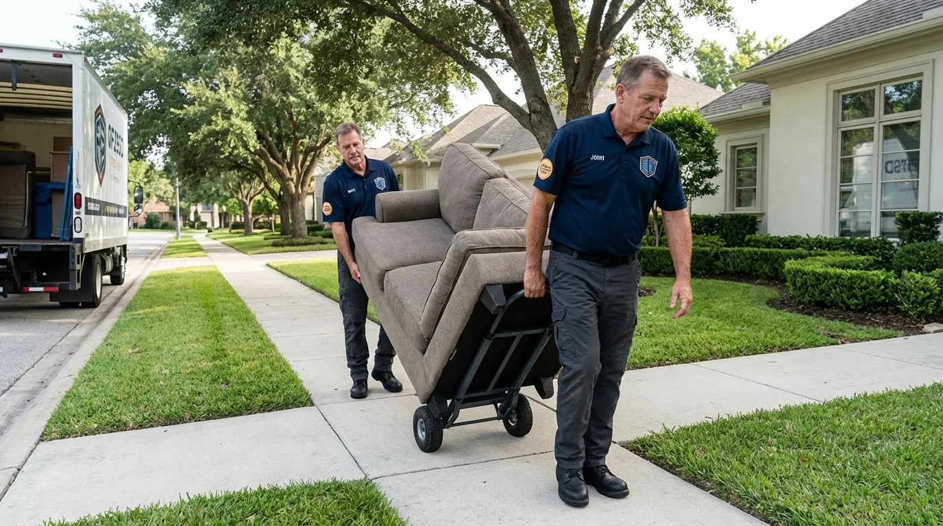 Local residential moving crew loading furniture in Ottumwa, IA